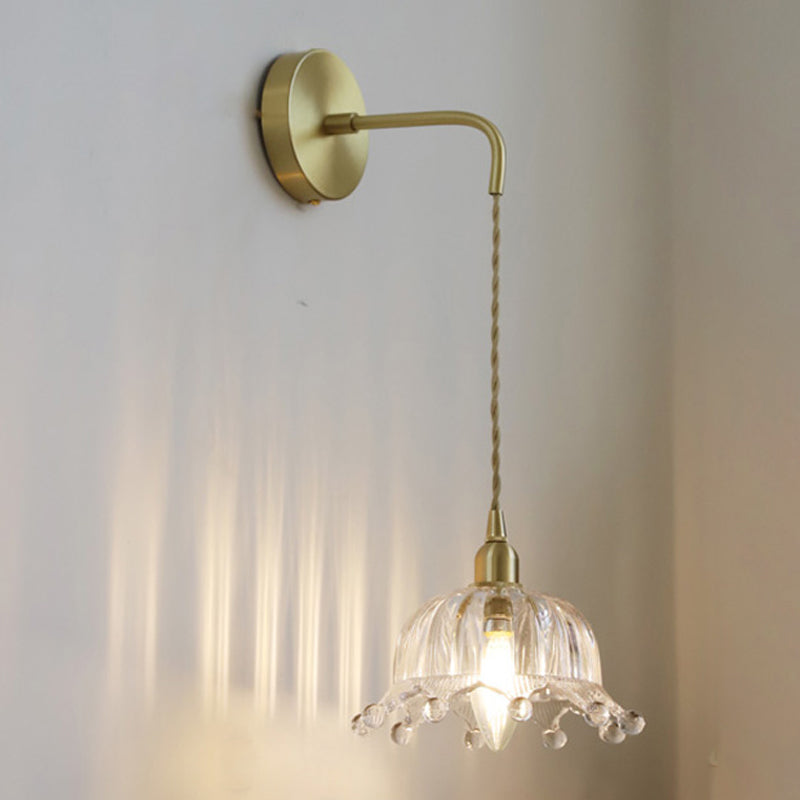 Industrial Style Geometric Wall Lamp Light Glass 1 Light Wall Mounted Lighting in Gold