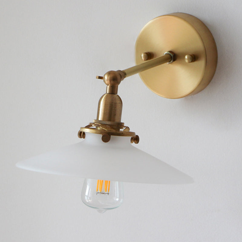 Industrial Style Flared Wall Lamp Light Glass 1 Light Wall Mounted Lighting in Gold