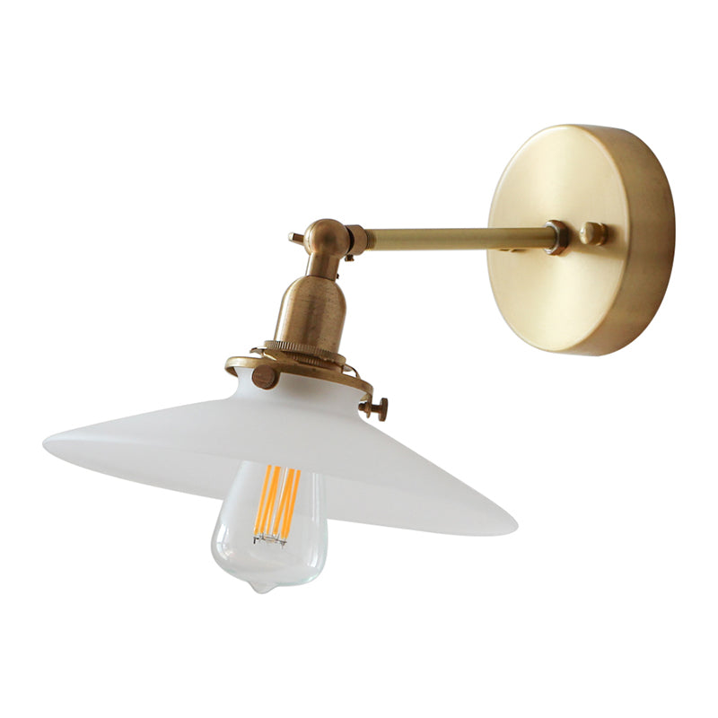 Industrial Style Flared Wall Lamp Light Glass 1 Light Wall Mounted Lighting in Gold