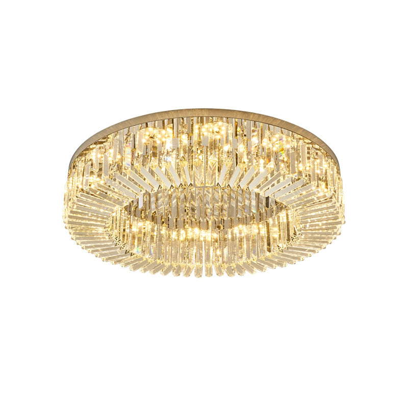 Round Modern Ceiling Mounted Lights LED Crystal Ceiling Mount Lighting for Living Room