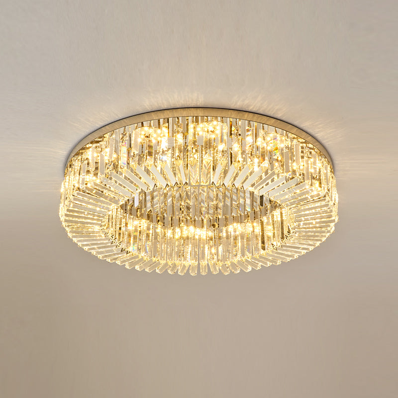 Round Modern Ceiling Mounted Lights LED Crystal Ceiling Mount Lighting for Living Room