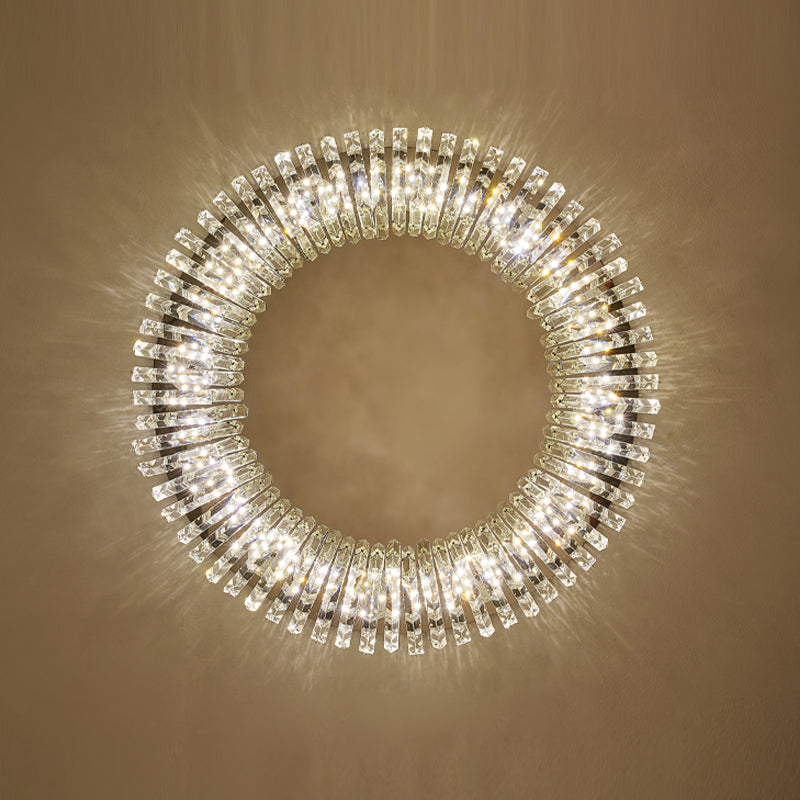 Round Modern Ceiling Mounted Lights LED Crystal Ceiling Mount Lighting for Living Room