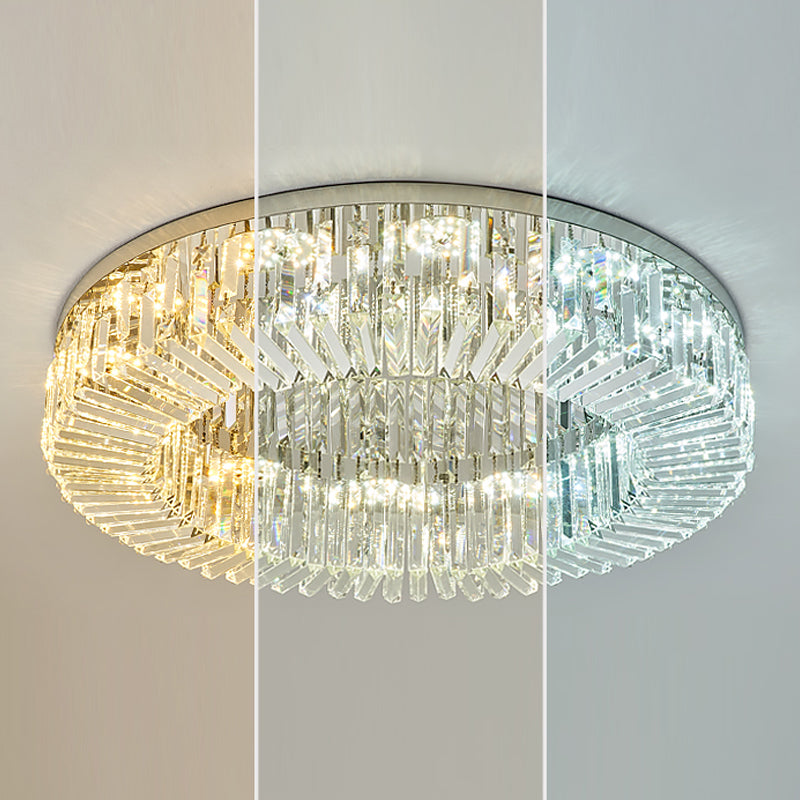 Round Modern Ceiling Mounted Lights LED Crystal Ceiling Mount Lighting for Living Room