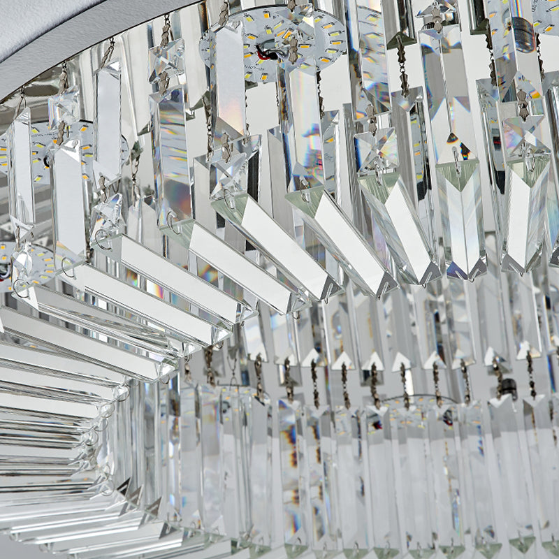 Round Modern Ceiling Mounted Lights LED Crystal Ceiling Mount Lighting for Living Room