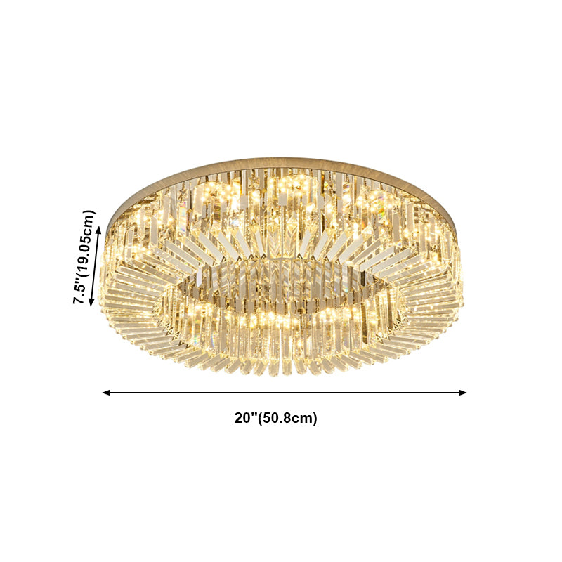 Round Modern Ceiling Mounted Lights LED Crystal Ceiling Mount Lighting for Living Room