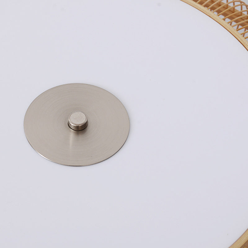 Plafonnier beige en bambou en forme de tambour, plafonnier encastré de style asiatique
