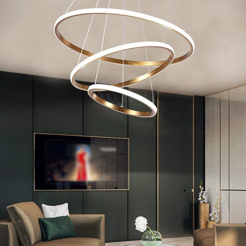 Round Shape Chandelier Lamp Modern 3 Lights LED Hanging Light for Bedroom