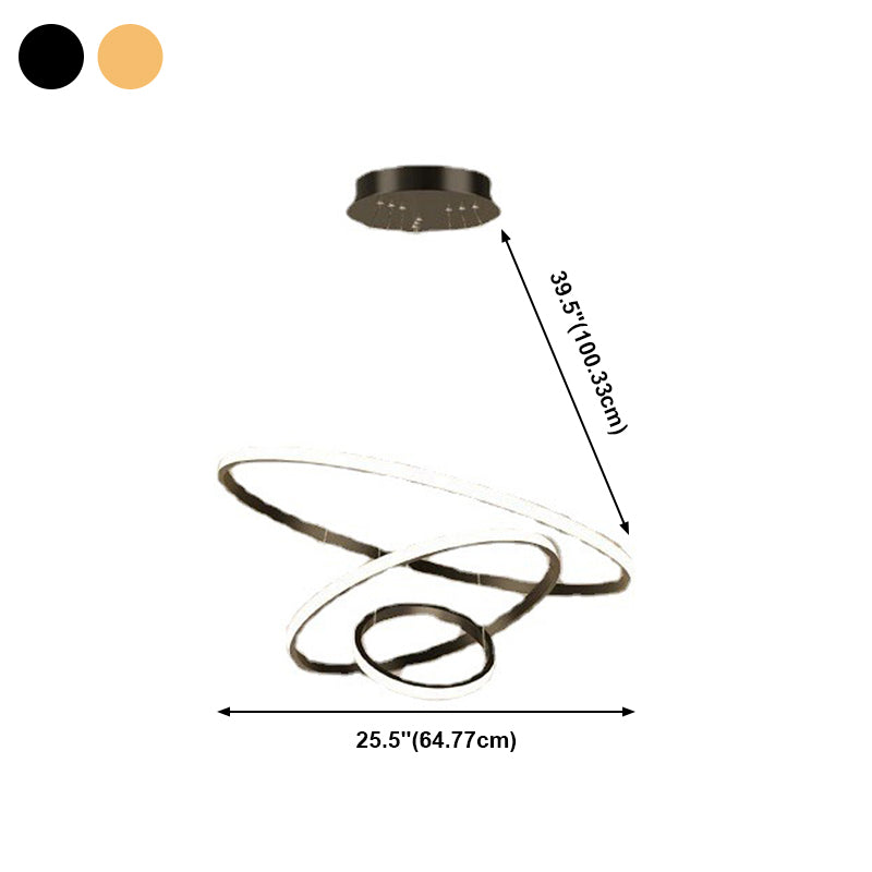 Round Shape Chandelier Lamp Modern 3 Lights LED Hanging Light for Bedroom