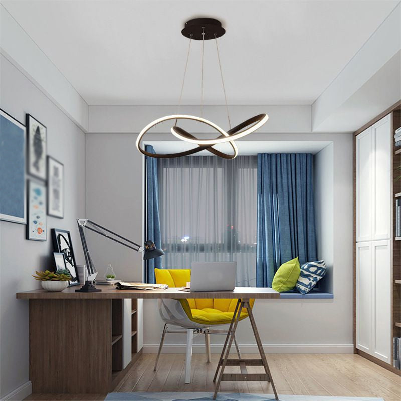 Linear Shape Chandelier Lamp Modern 1 Light LED Hanging Light for Bedroom