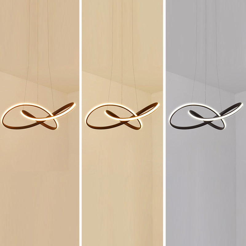 Linear Shape Chandelier Lamp Modern 1 Light LED Hanging Light for Bedroom