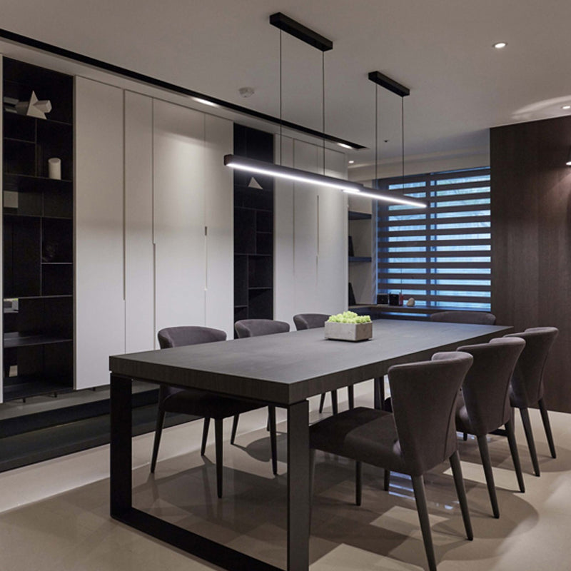 LED einfache Anhängerlampe Küche Esszimmer Moderner langer Kronleuchterleuchte für lange Streifen