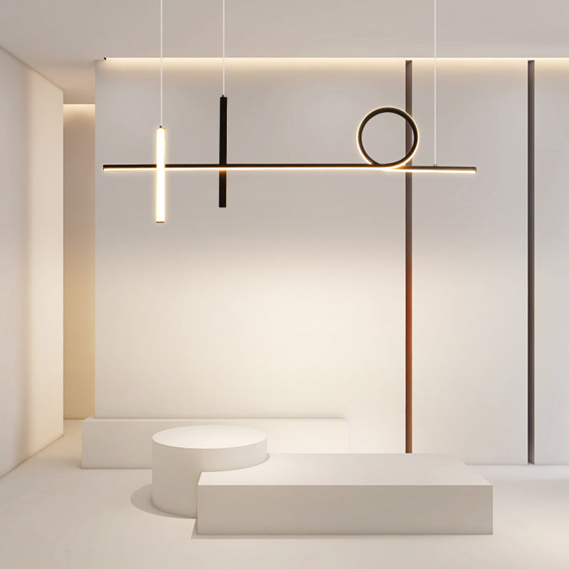LED einfache Anhängerlampe Küche Esszimmer Moderne Kronleuchterleuchte Moderne Streifenleuchte