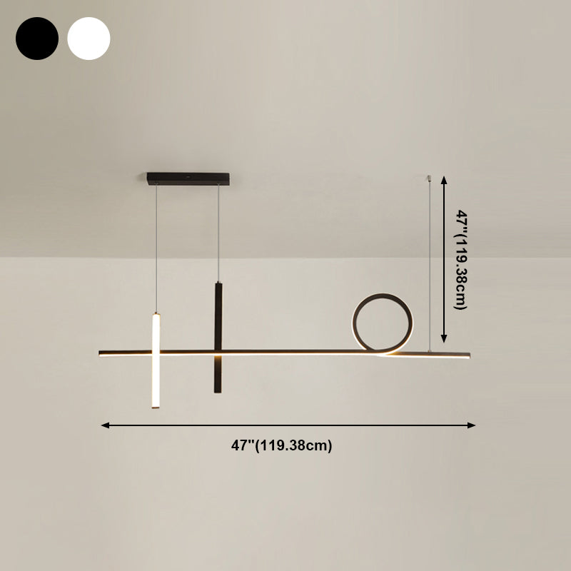 LED Simple Pendant Lamp Kitchen Dining Room Modern Strip Chandelier Light Fixture