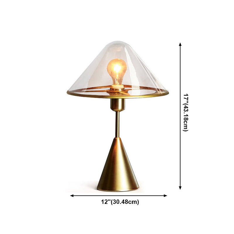 Gold Cone Shape Table Lamp Nordic Style Table Light with Glass for Bedroom
