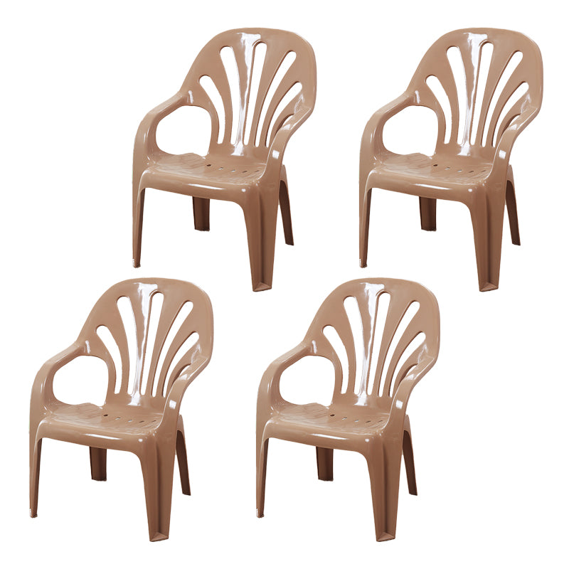 Modern Plastic Dining Arm Chairs Indoor Stackable Windsor Dining Armchair