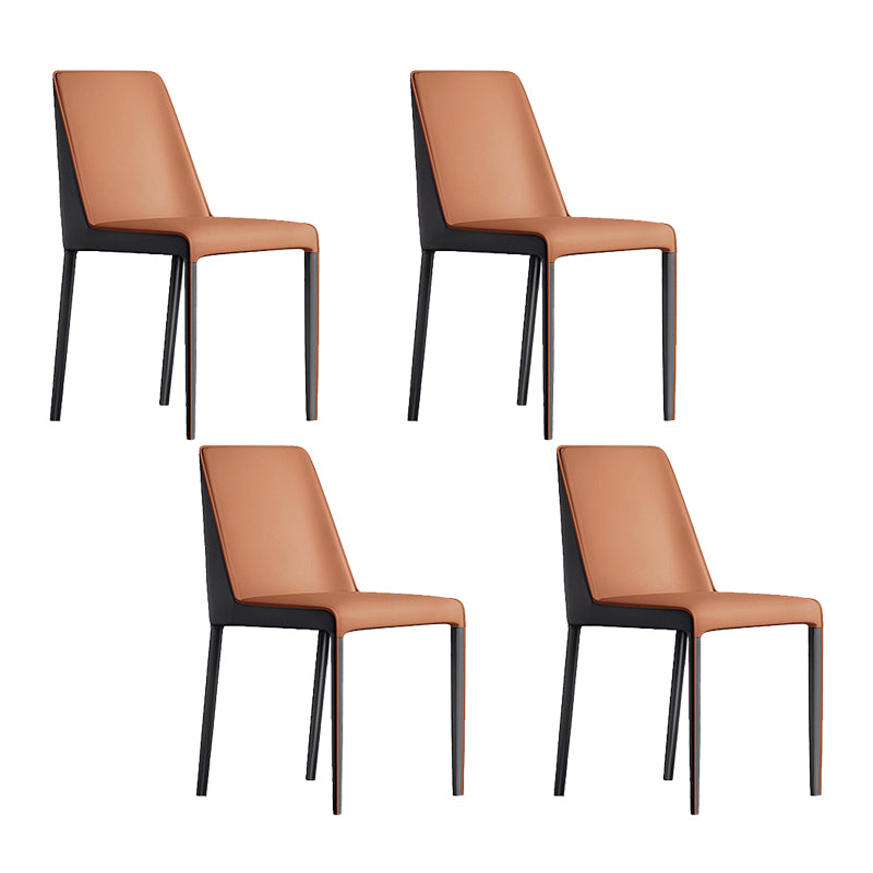 Sillas laterales de comedor con respaldo sólido de diseño moderno, sillas de comedor sin brazos de cuero para cocina