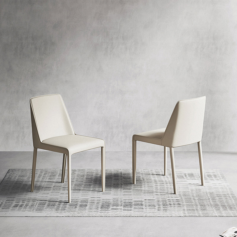 Sillas laterales de comedor con respaldo sólido de diseño moderno, sillas de comedor sin brazos de cuero para cocina