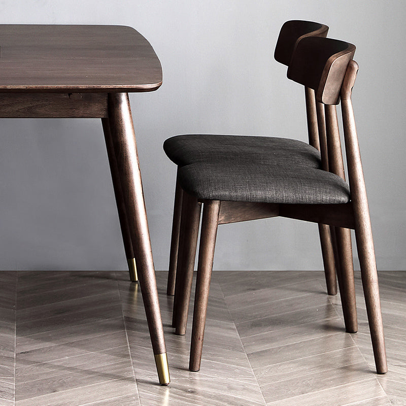 Silla de comedor de madera estilo escandinavo, silla auxiliar de comedor con respaldo abierto (juego de 2)