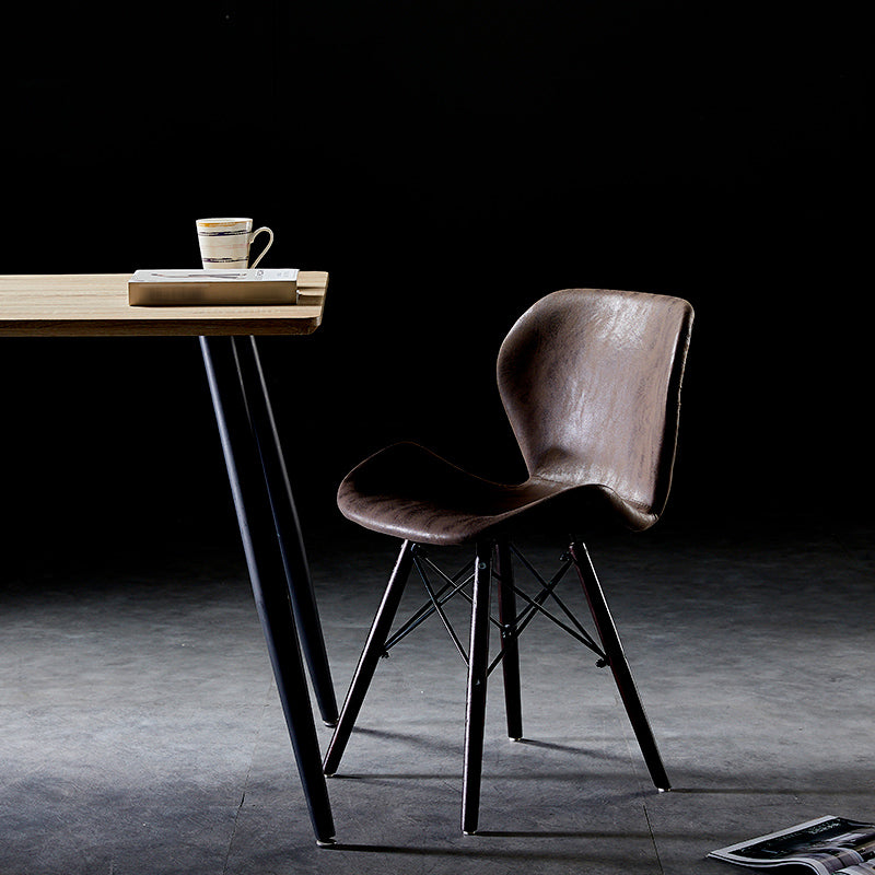 Silla lateral industrial interior Wingback Silla tapizada de madera del comedor