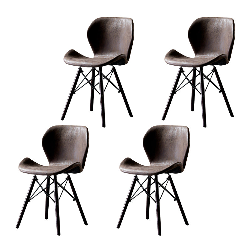 Silla lateral industrial interior Wingback Silla tapizada de madera del comedor