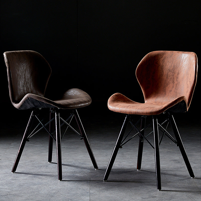 Silla lateral industrial interior Wingback Silla tapizada de madera del comedor
