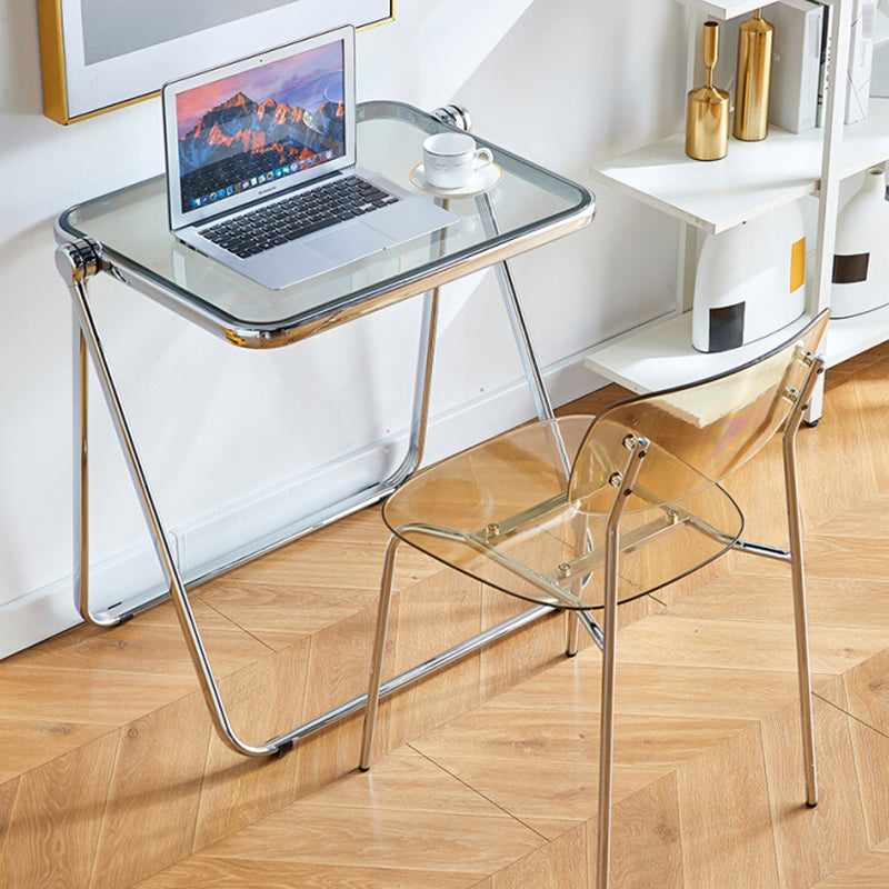 Silla de comedor moderna de metal para interiores y exteriores, silla lateral apilable sin brazos para el hogar
