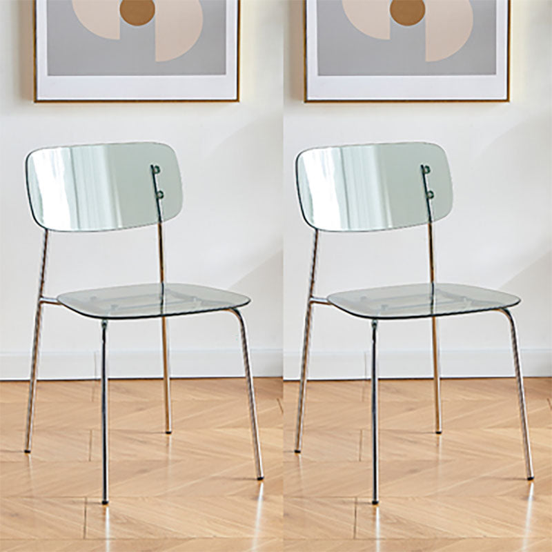 Silla de comedor moderna de metal para interiores y exteriores, silla lateral apilable sin brazos para el hogar