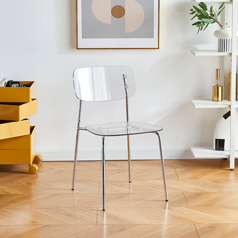 Silla de comedor moderna de metal para interiores y exteriores, silla lateral apilable sin brazos para el hogar