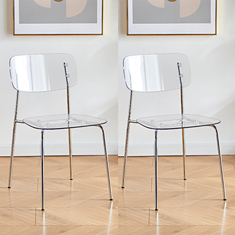 Silla de comedor moderna de metal para interiores y exteriores, silla lateral apilable sin brazos para el hogar