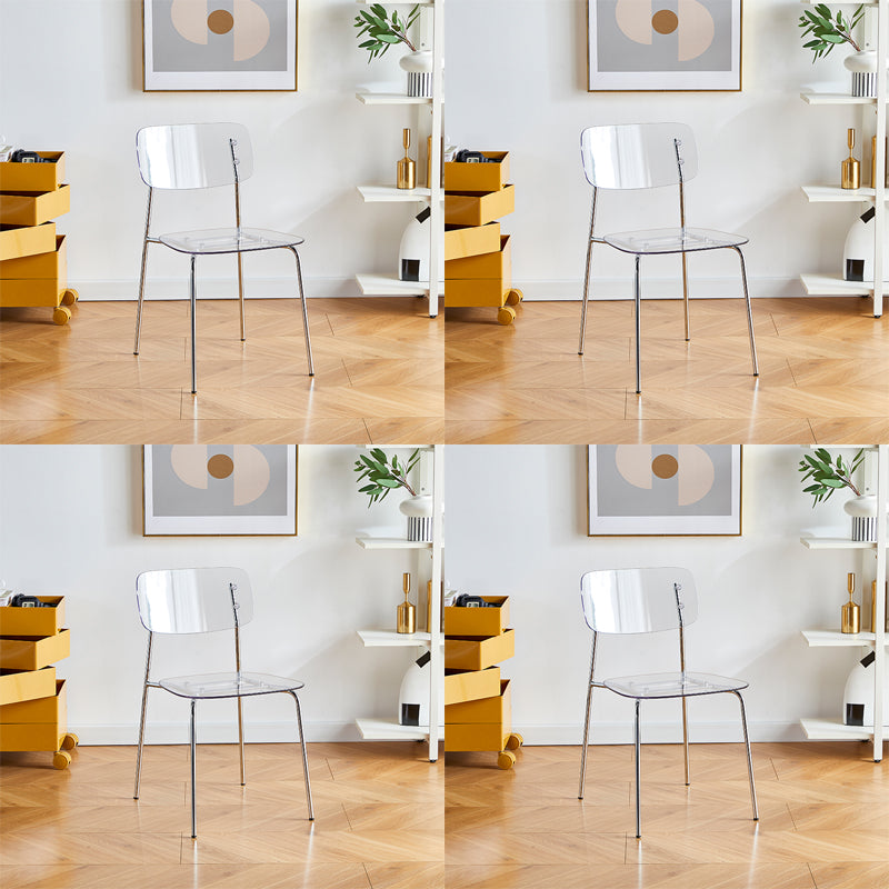 Silla de comedor moderna de metal para interiores y exteriores, silla lateral apilable sin brazos para el hogar