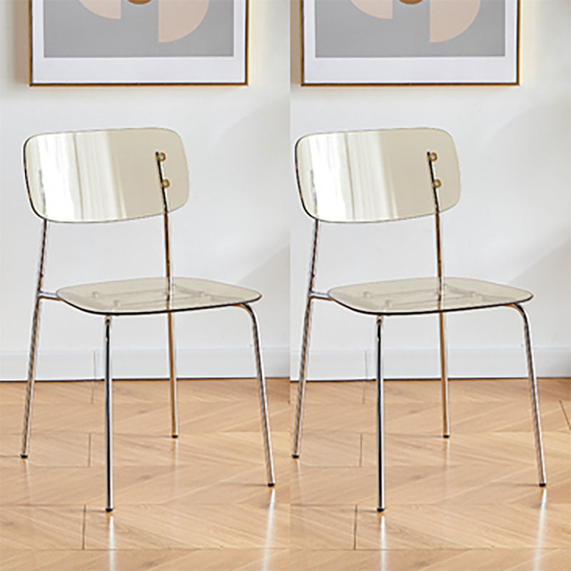 Silla de comedor moderna de metal para interiores y exteriores, silla lateral apilable sin brazos para el hogar