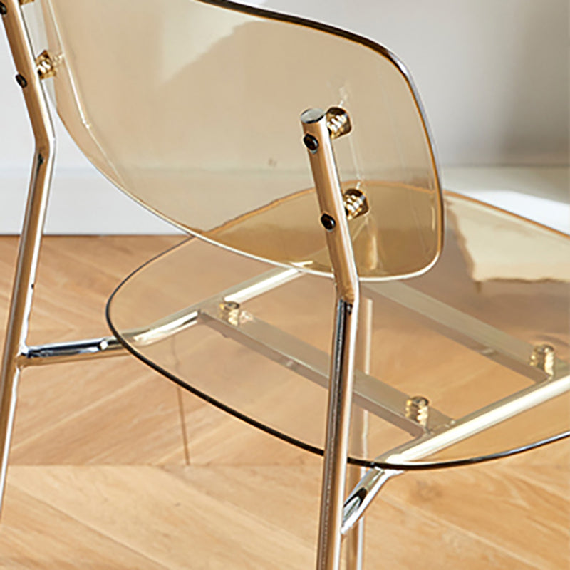 Silla de comedor moderna de metal para interiores y exteriores, silla lateral apilable sin brazos para el hogar