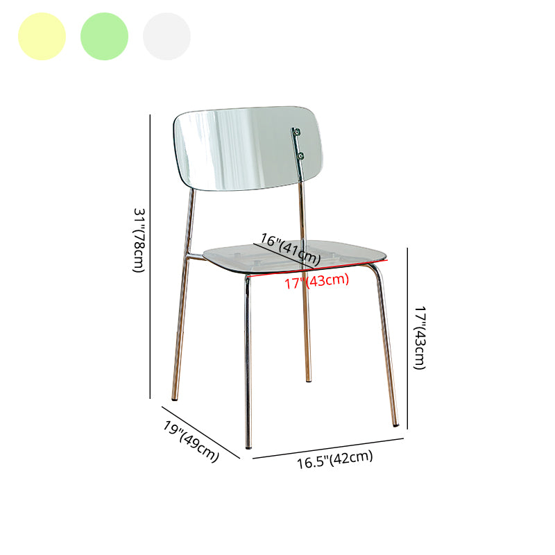 Silla de comedor moderna de metal para interiores y exteriores, silla lateral apilable sin brazos para el hogar