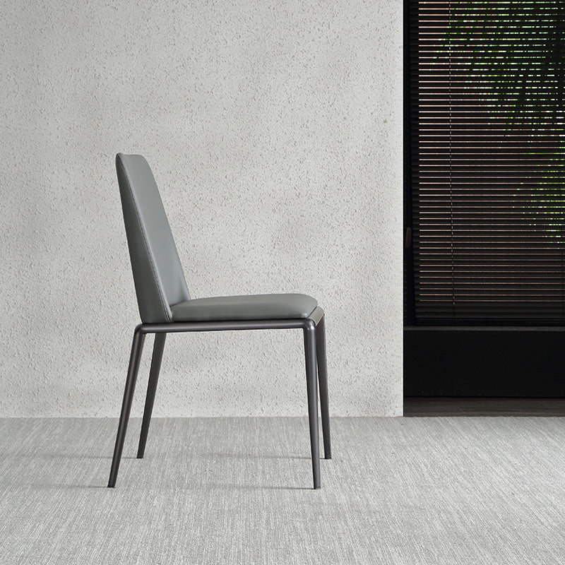 Sillas laterales contemporáneas sin brazos con respaldo sólido, sillas de comedor de cuero para el hogar (juego de 2)
