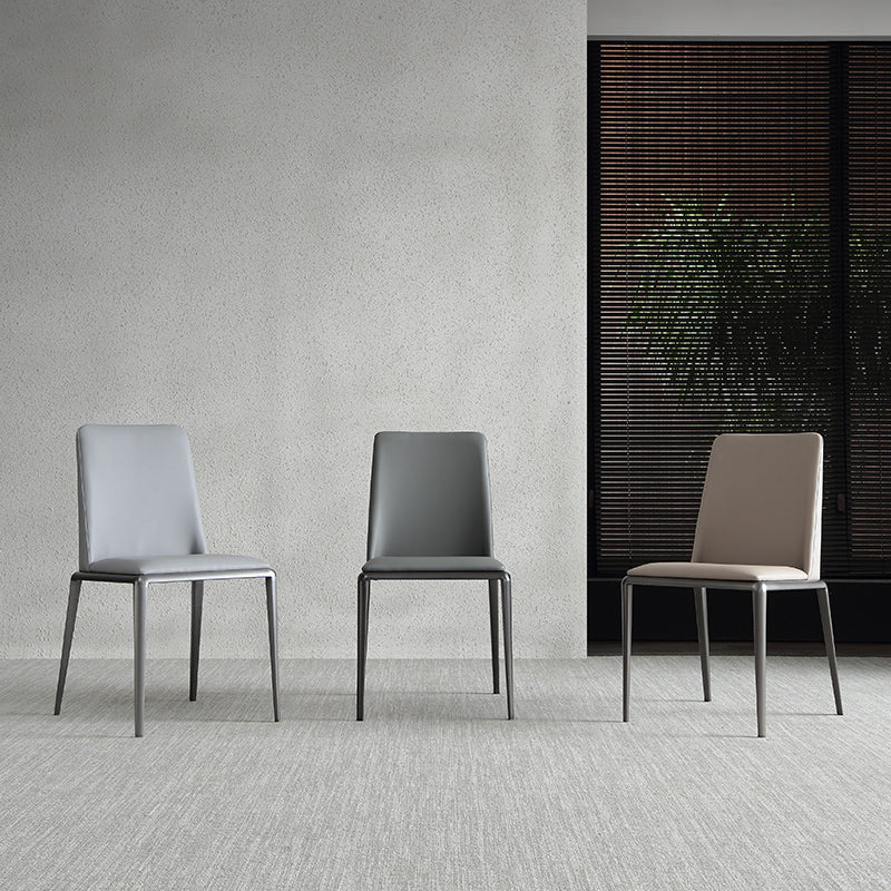 Sillas laterales contemporáneas sin brazos con respaldo sólido, sillas de comedor de cuero para el hogar (juego de 2)