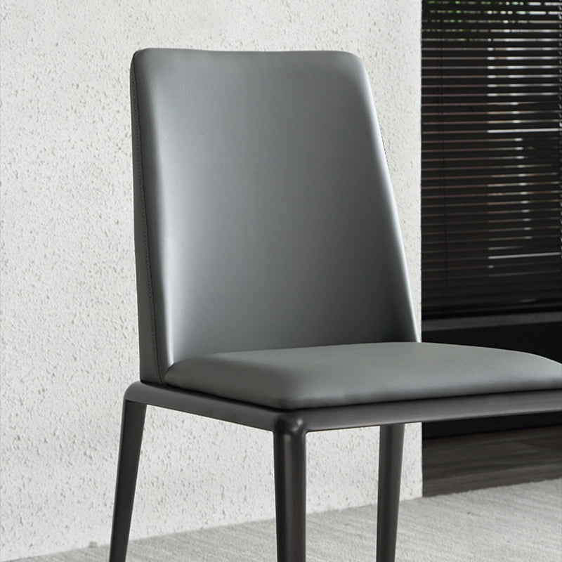 Sillas laterales contemporáneas sin brazos con respaldo sólido, sillas de comedor de cuero para el hogar (juego de 2)