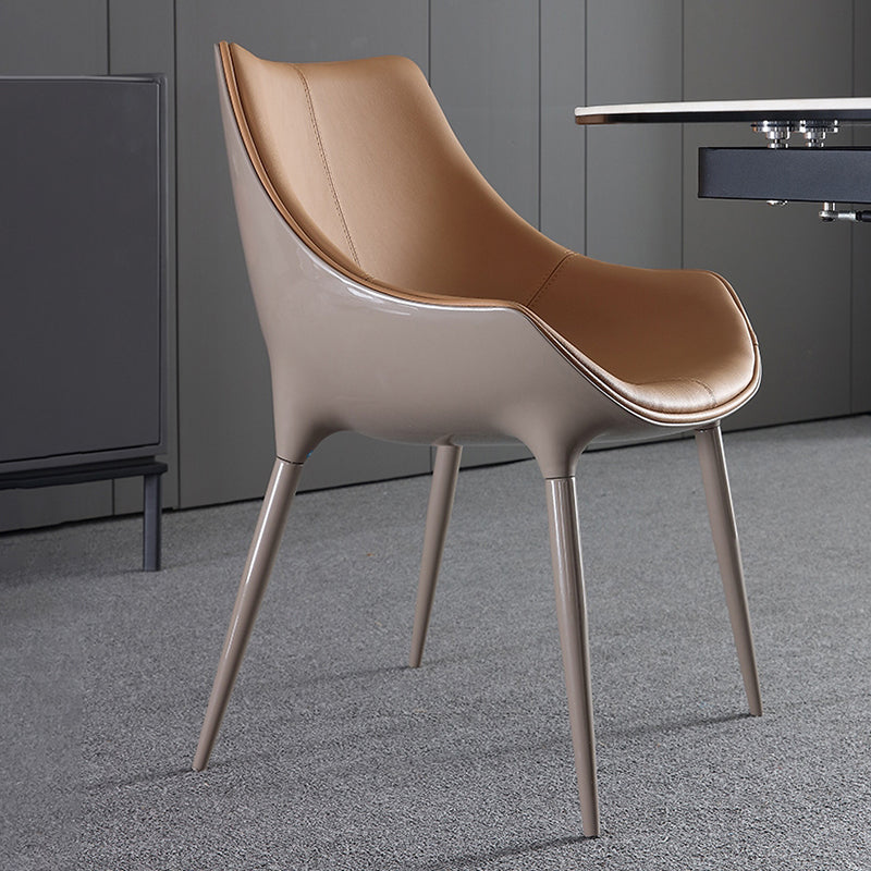 Sillas de comedor de cuero de estilo minimalista, sillas con respaldo sólido para cocina (juego de 2)