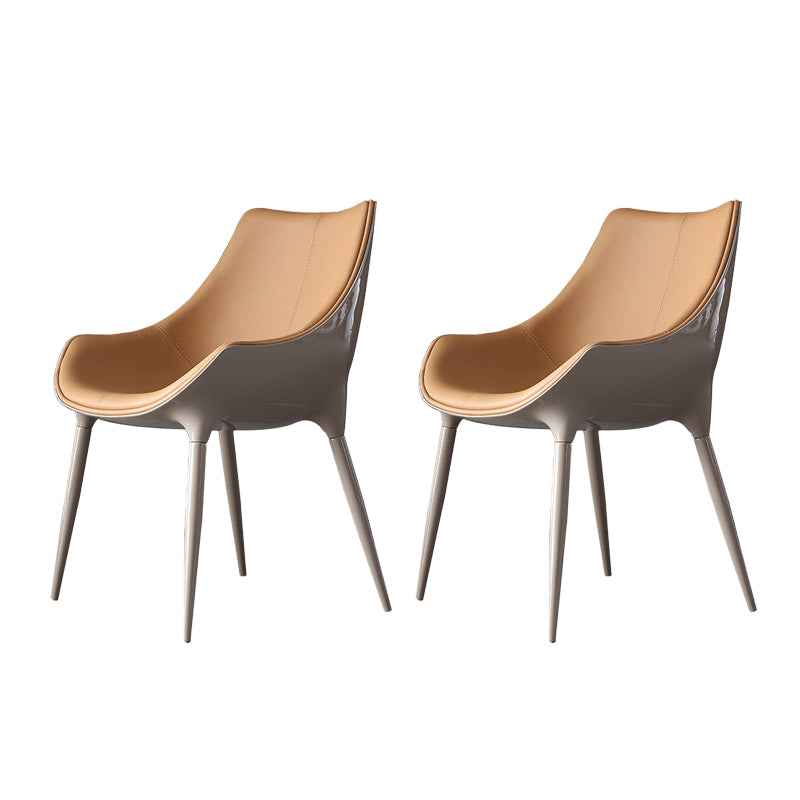 Sillas de comedor de cuero de estilo minimalista, sillas con respaldo sólido para cocina (juego de 2)