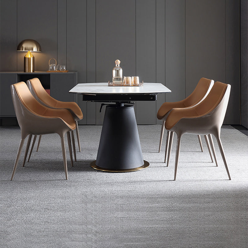 Sillas de comedor de cuero de estilo minimalista, sillas con respaldo sólido para cocina (juego de 2)