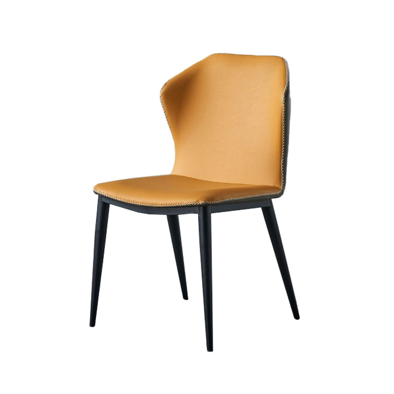 Silla lateral de comedor de cuero y metal industrial Silla lateral con respaldo de orejas para comedor (juego de 2)