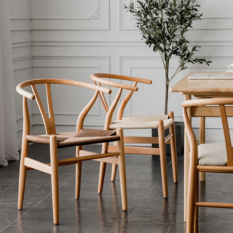 Silla de comedor de madera de estilo escandinavo Silla Wishbone con brazo