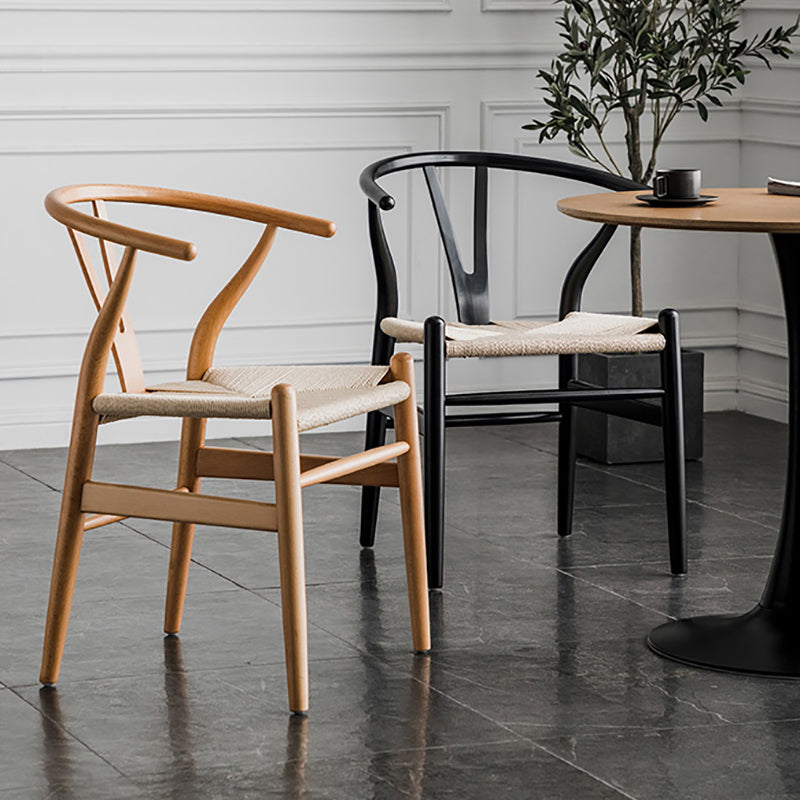 Silla de comedor de madera de estilo escandinavo Silla Wishbone con brazo