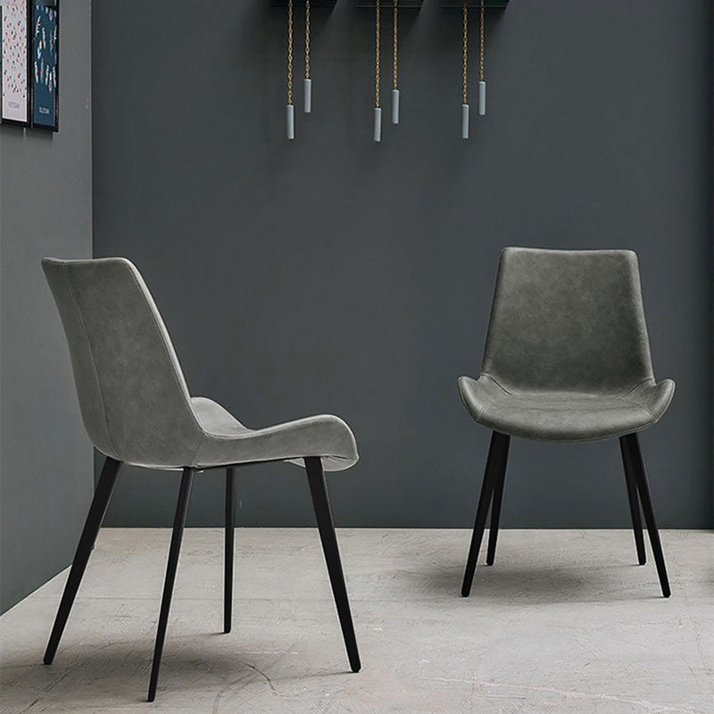Silla auxiliar de cuero moderna para restaurante, silla de comedor con respaldo sólido y acabado mate (juego de 2)