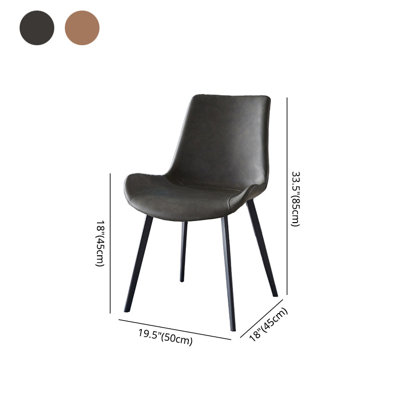 Silla auxiliar de cuero moderna para restaurante, silla de comedor con respaldo sólido y acabado mate (juego de 2)