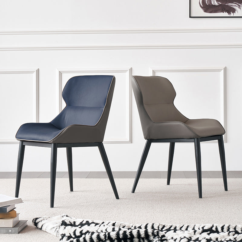 Silla auxiliar de cuero moderna para restaurante, silla de comedor con respaldo de alas y acabado mate (juego de 2)