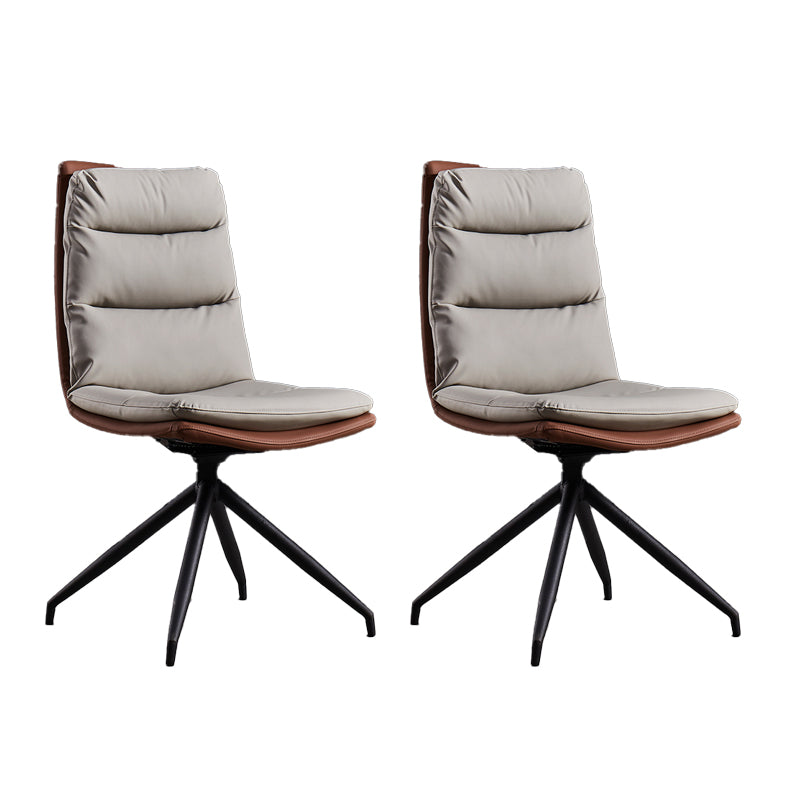 Silla auxiliar moderna de cuero para el hogar, silla de comedor con respaldo sólido y acabado mate (juego de 2)