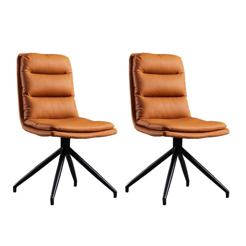 Silla auxiliar moderna de cuero para el hogar, silla de comedor con respaldo sólido y acabado mate (juego de 2)