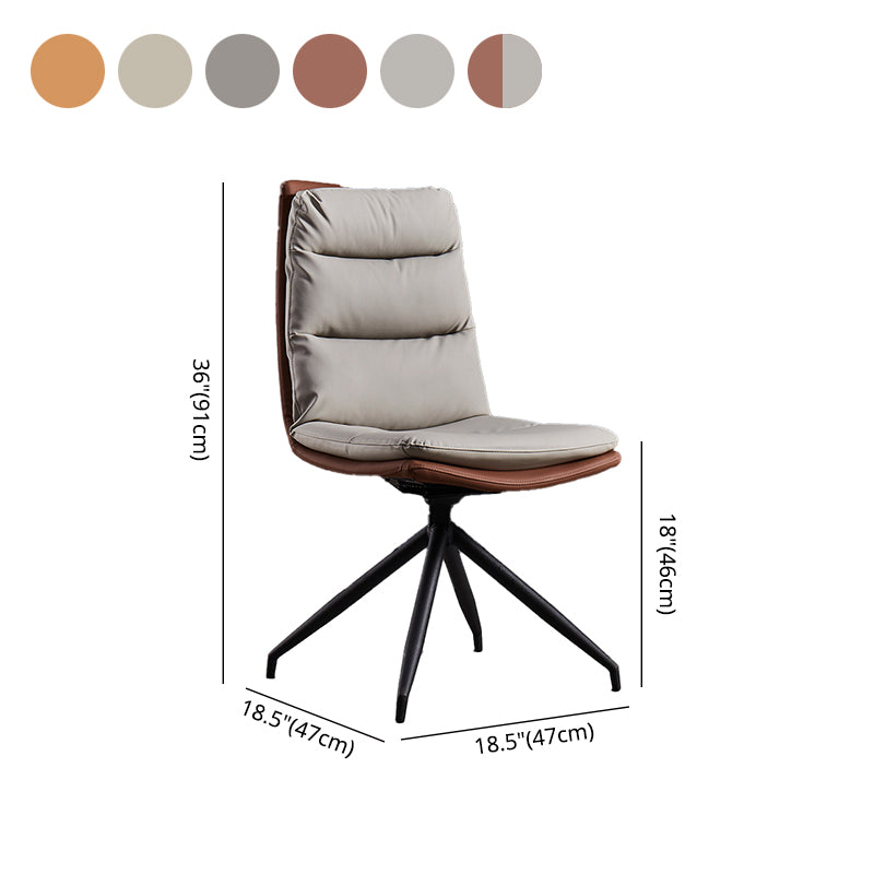 Silla auxiliar moderna de cuero para el hogar, silla de comedor con respaldo sólido y acabado mate (juego de 2)