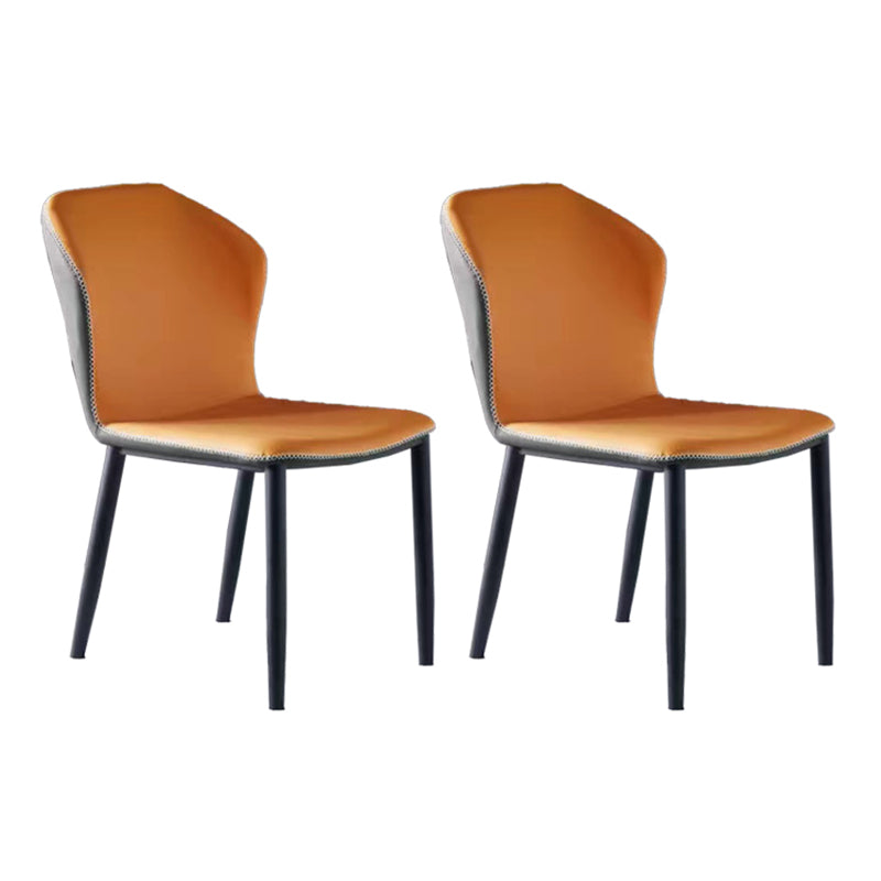 Silla auxiliar de cuero moderna para el hogar, silla de comedor con respaldo de orejas y acabado mate (juego de 2)