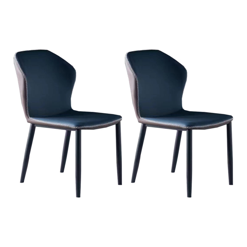 Silla auxiliar de cuero moderna para el hogar, silla de comedor con respaldo de orejas y acabado mate (juego de 2)